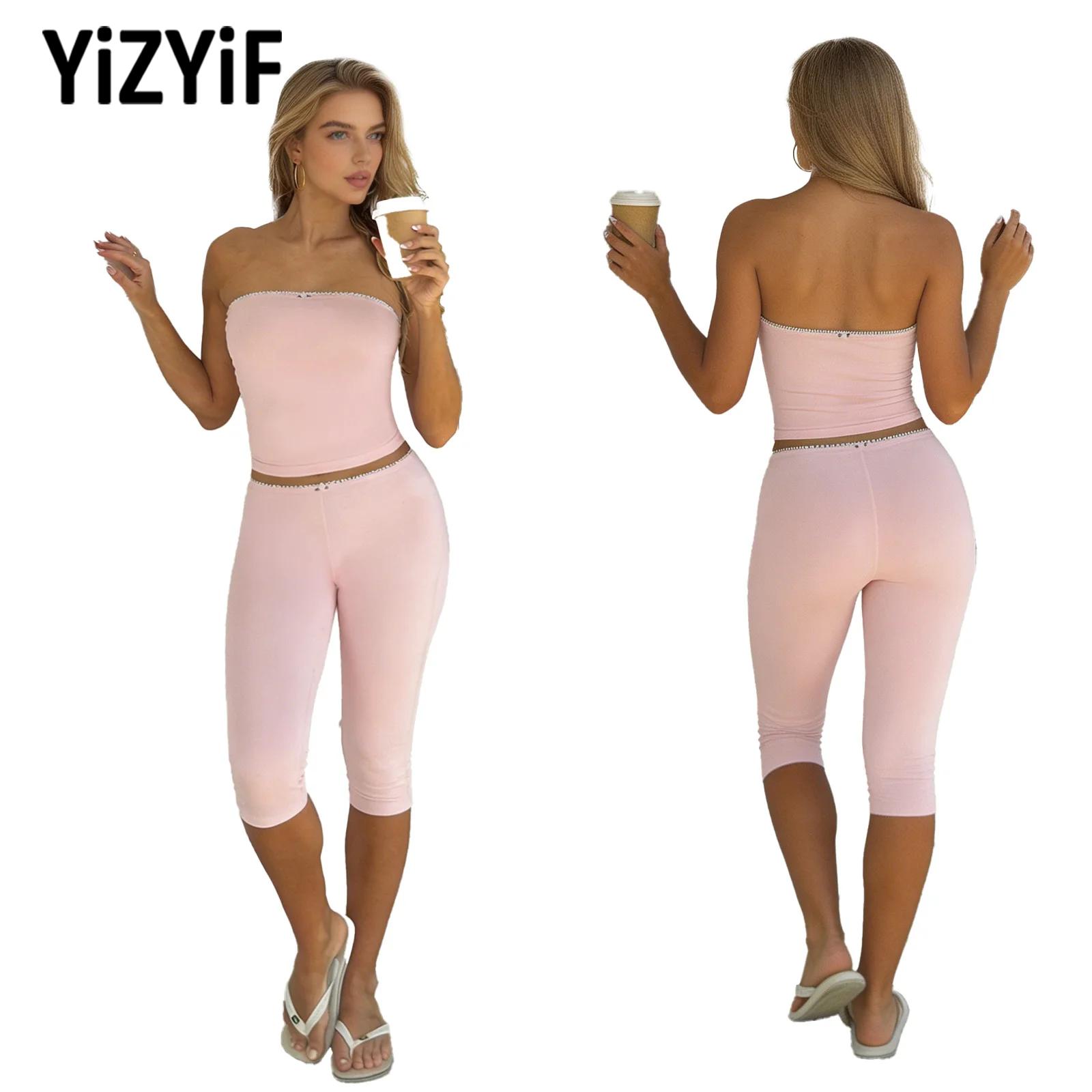 Pilates Yoga Top - Damen-Yoga-Outfit, trägerloses Tube-Top mit elastischem Bund,