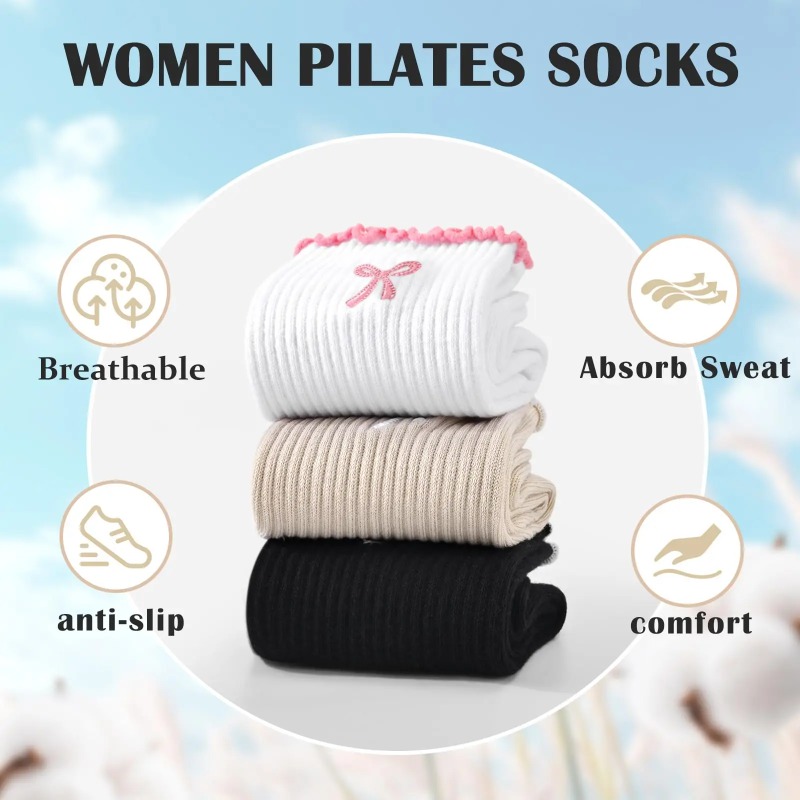 Pilates Yoga &A - Professionelle Yoga-Socken, Baumwoll-Riemen mit Silikon-Antirutschbeschichtung für