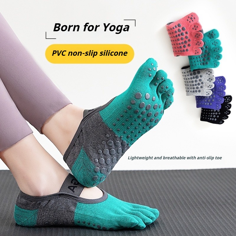 Pilates Yoga &A - Professionelle Pilates Anti-Rutsch-Fünf-Finger-Knöchelsocken für Damen, atmungsaktive