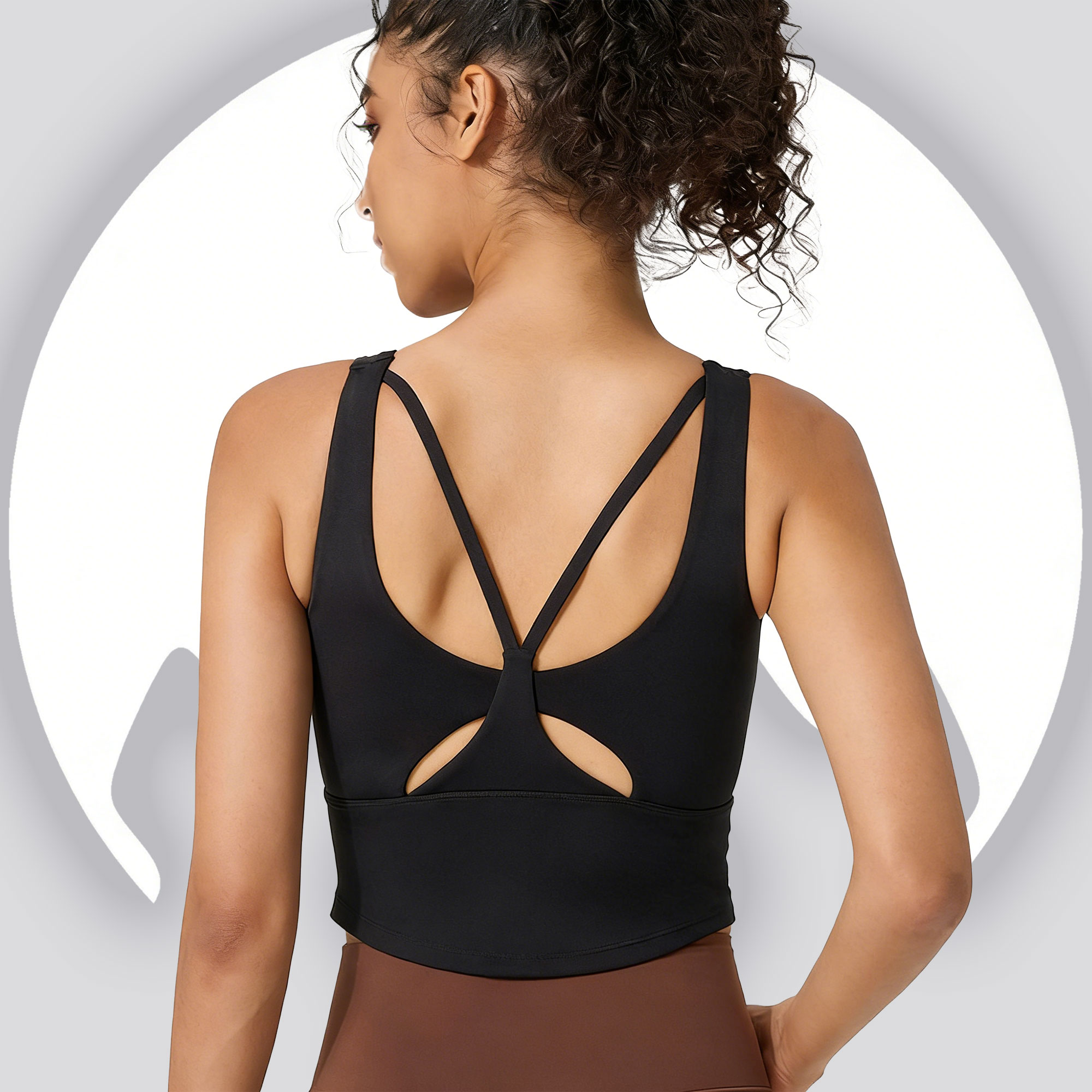 Pilates Yoga Top - Damen-Sport-BH mit festem Cup – überkreuzter